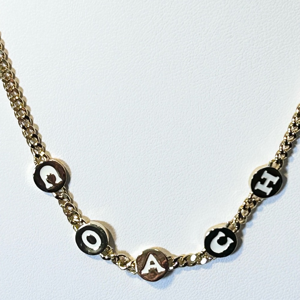 Coach Gold Chain Necklace Coach Letter Charms NWT